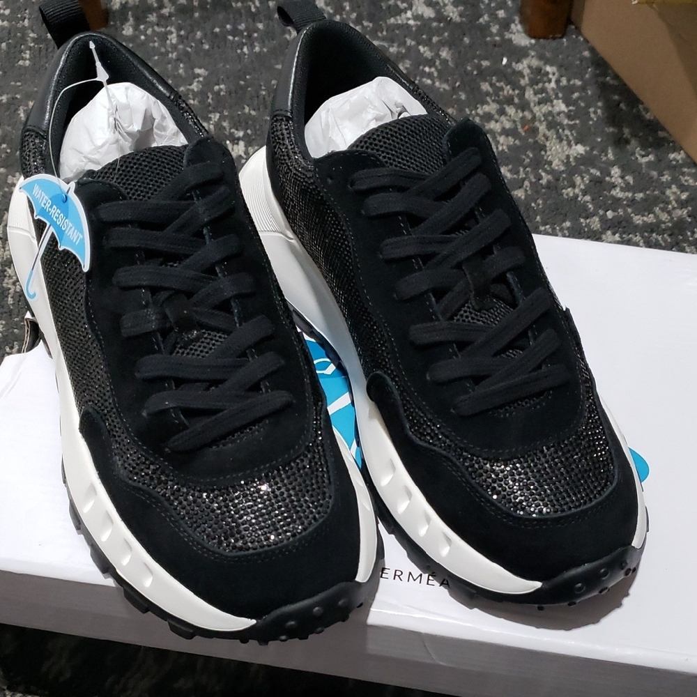 Black and White Sparkly Athletic Shoes